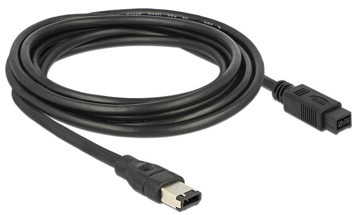 Кабель відео-сигнальний Delock FireWire 9p-6p M/M 3.0m AWG24+28 D=6.0mm 400Mbps чорний (70.08.2597)