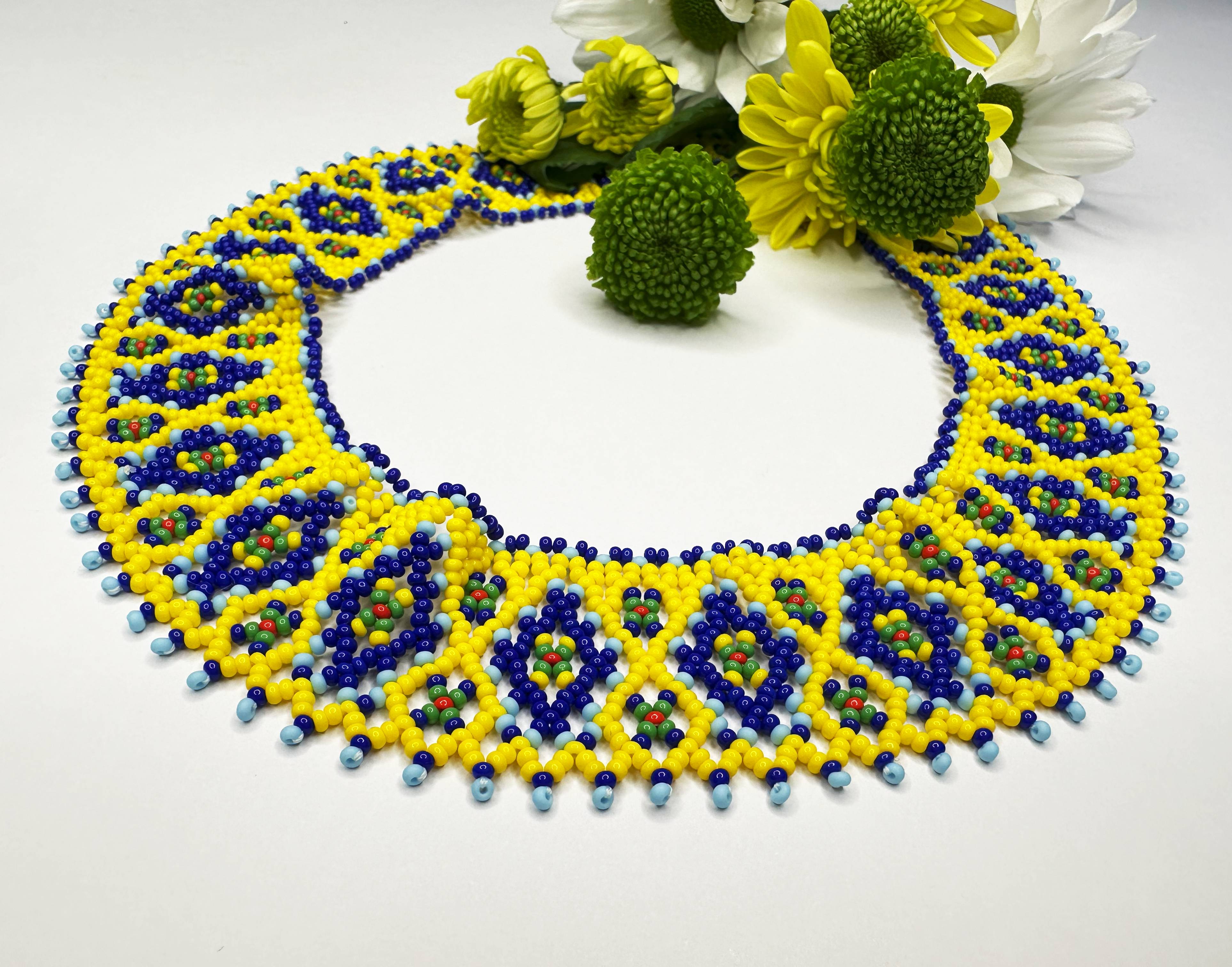 Колье-силянка из чешского бисера HatynkaUA Geometric Necklace 42 см Разноцветный (SUN999_02)