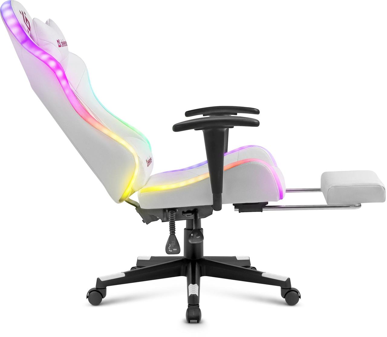 Геймерское кресло Defender Watcher полиуритановое с RGB подсветкой и подножкой Белый