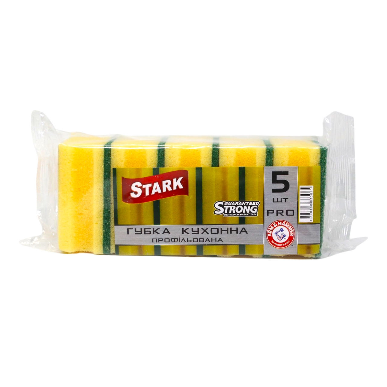 Губка кухонная Stark Профилированная 9,8х6,8х3,5 см Желтый 5 шт
