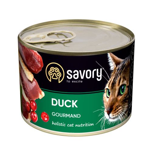 Влажный корм для кошек Savory Cat Can Adult 200 г, с уткой