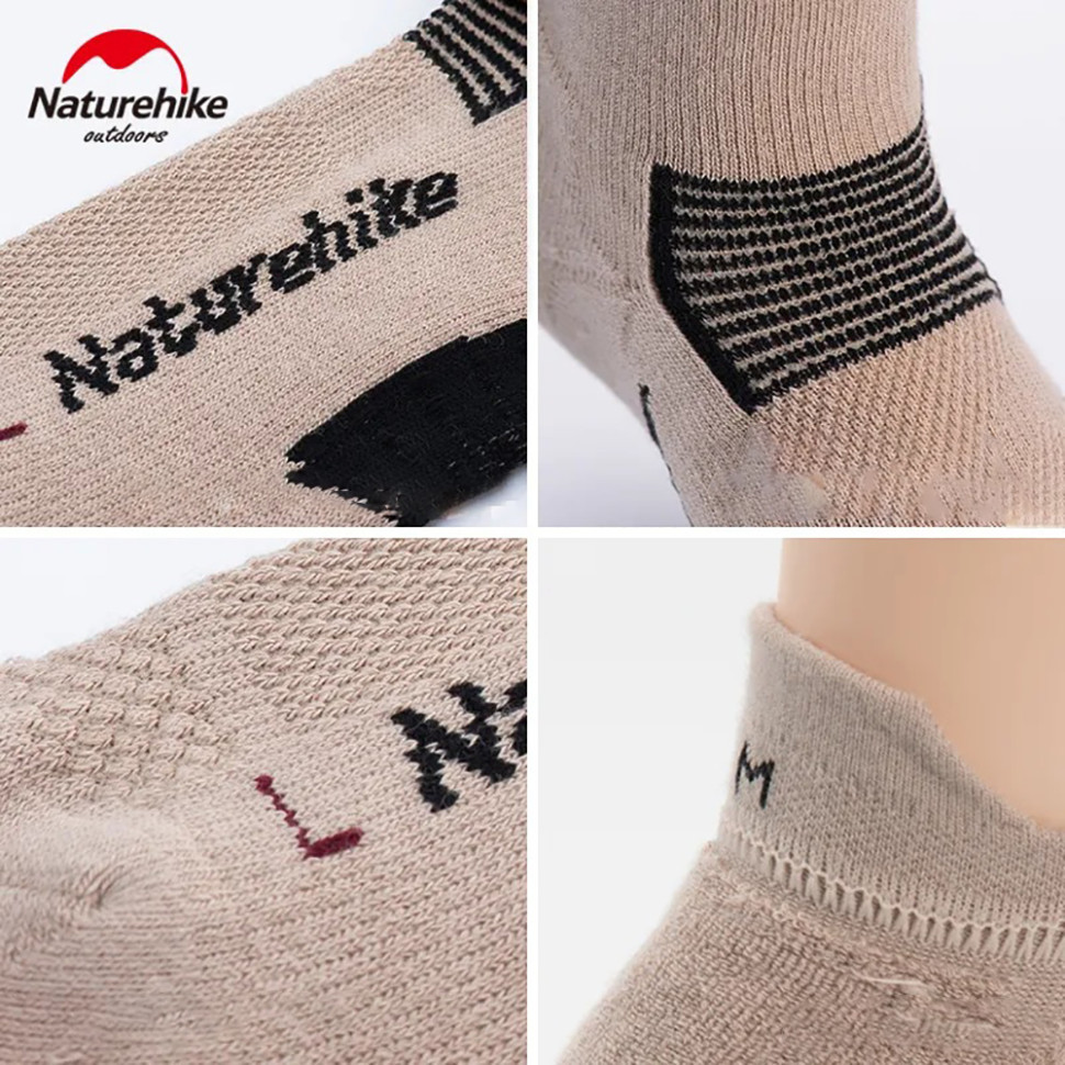 Низкие носки Naturehike NH21FS014 2 пары Бежево-черный М