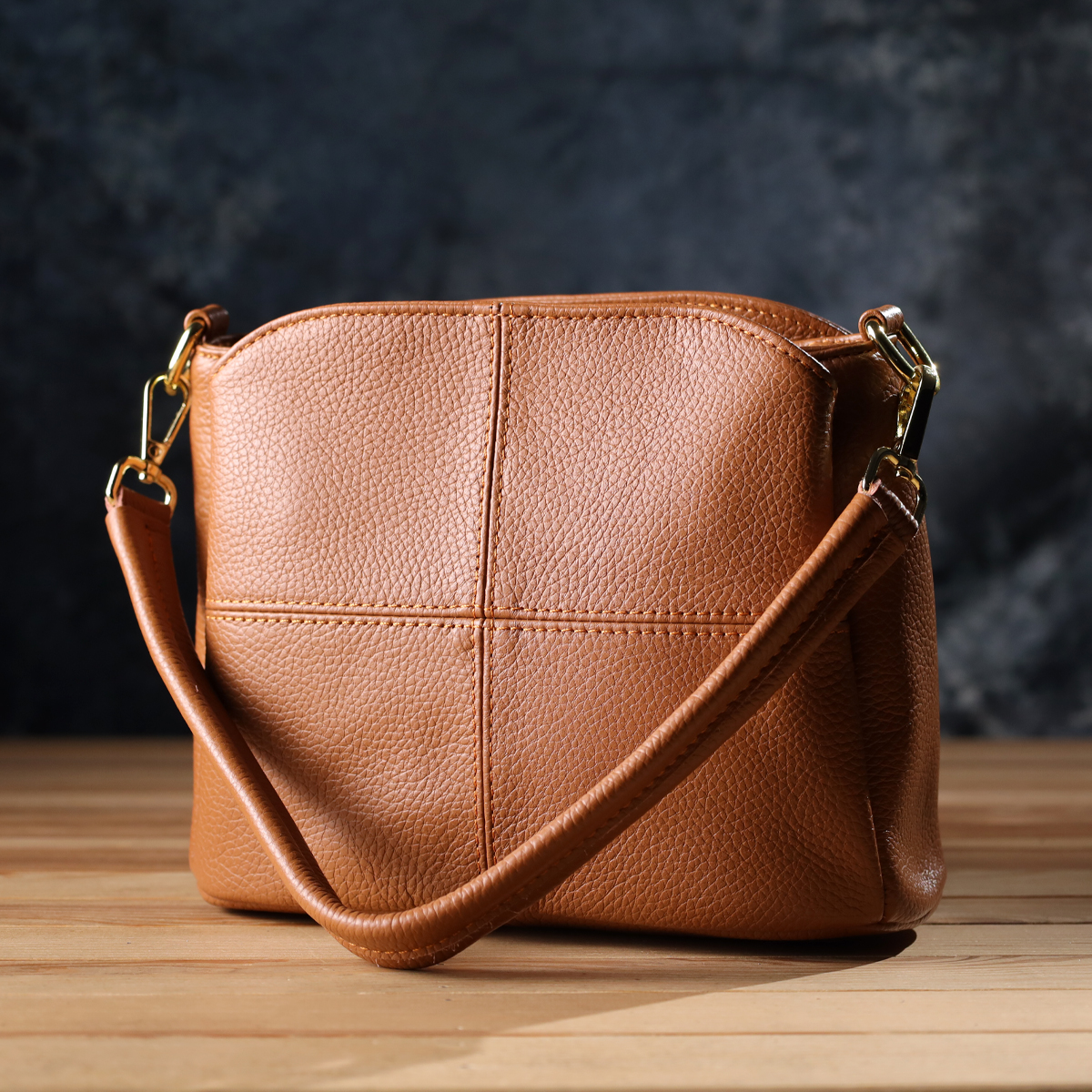 Сумка на три отделения Vintage sale_15123 23х18х11,5 см Рыжий