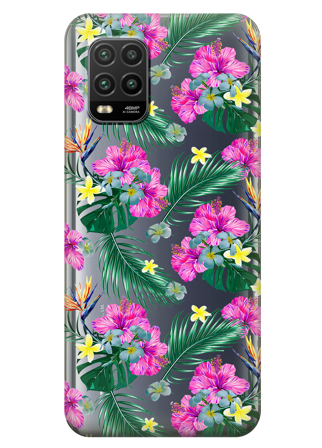 Cиликоновый чехол iSwag для Xiaomi Mi 10 Lite Тропические цветы (KS2229)