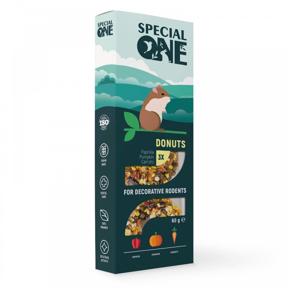 Лакомство Special One для грызунов пончики с паприкой тыквой и морковью 60 г 3 шт (PR242520) (9556)