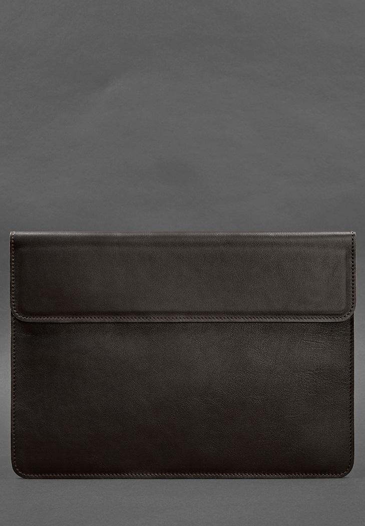 Кожаный чехол-конверт на магнитах для ноутбука Универсальный Темно-коричневый BlankNote