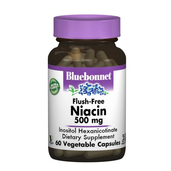 Ниацин Bluebonnet Nutrition Niacin Flash-Free 500 mg 60 Caps