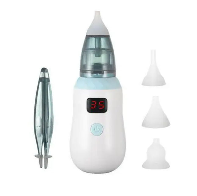 Аспиратор детский аккумуляторный VOLRO 2-в-1 baby nose с led-дисплеем и регулятором мощности Белый/Голубой (vol-9686)