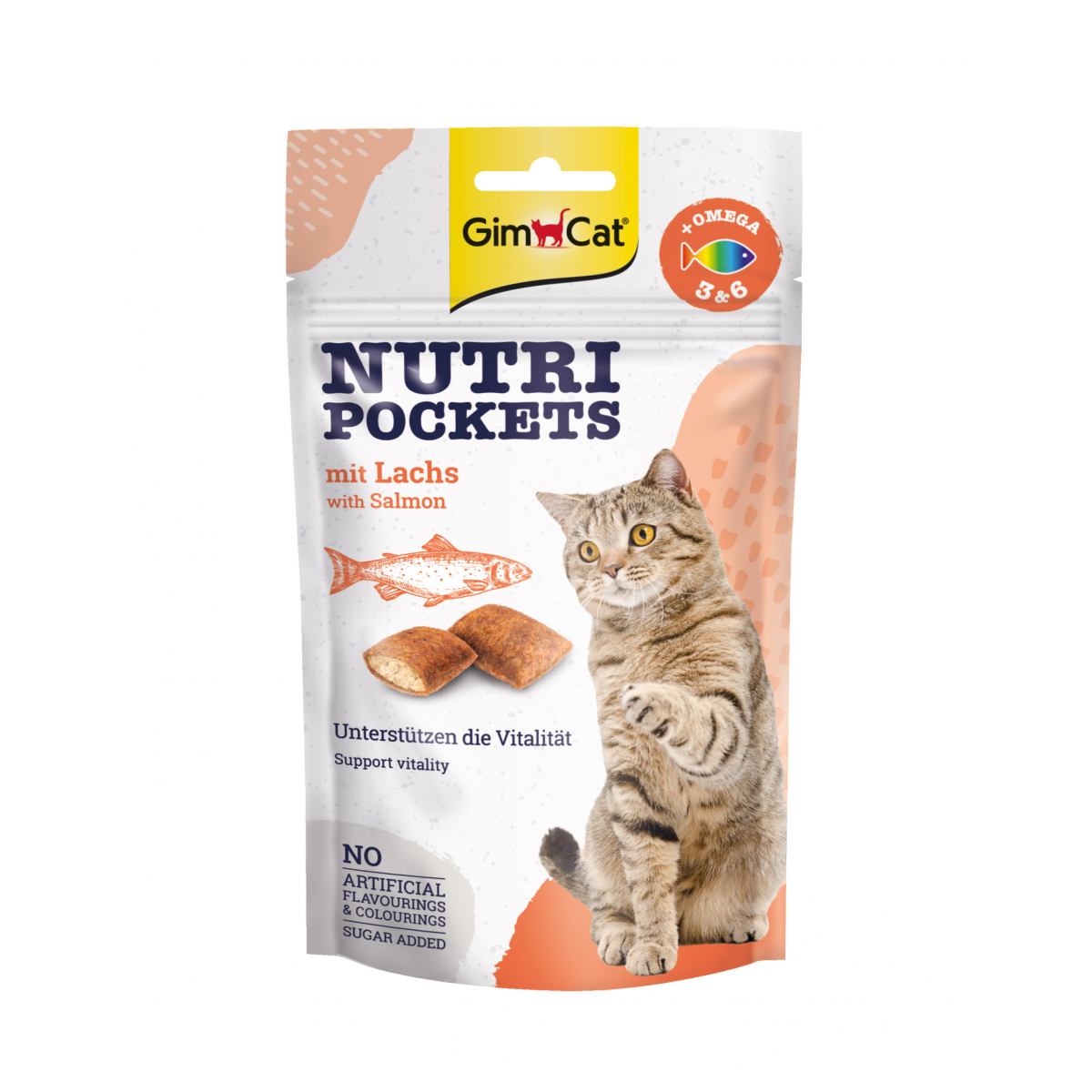 Вітамінні ласощі для котів GimCat Nutri Pockets Лосось і Омега 3 і Омега 6 60 г