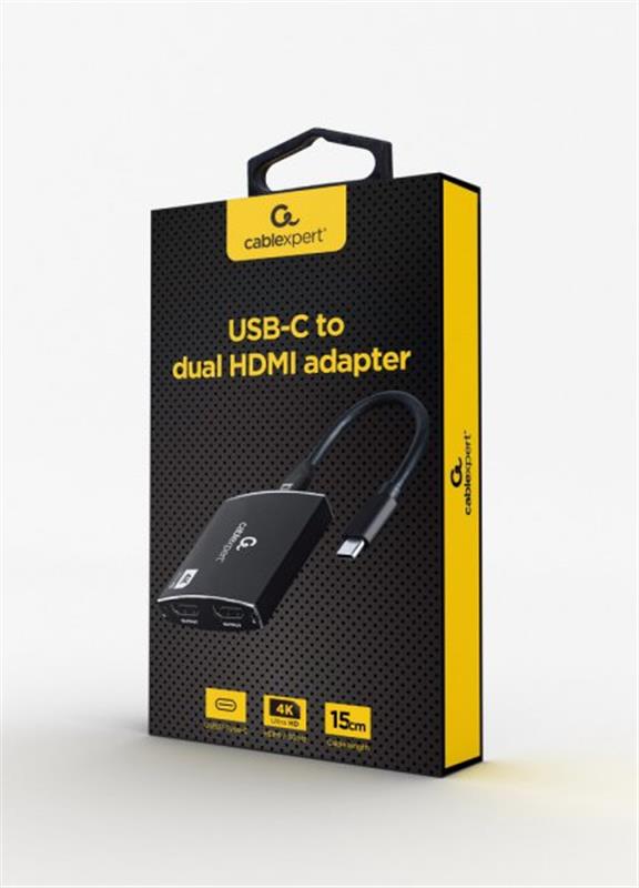 Адаптер Cablexpert USB Type-C 2xHDMI 3.5 мм M/F Black (A-CM-HDMIF2-01)
