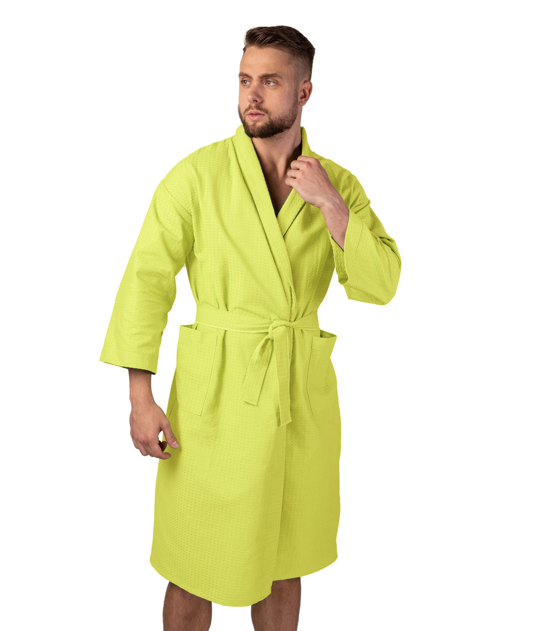 Вафельный халат Luxyart Кимоно L Лайм (LS-8788)