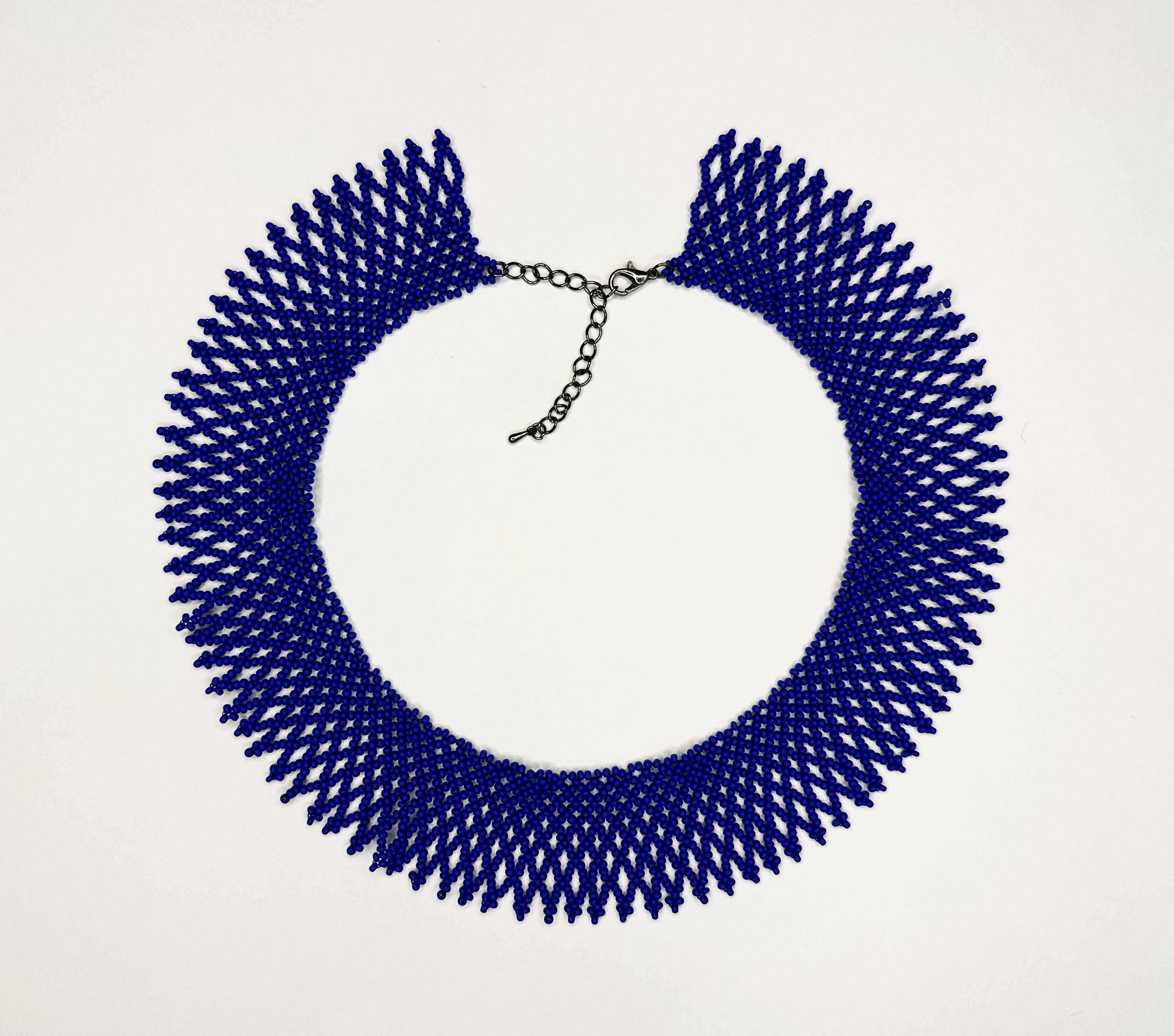 Колье-силянка из чешского матового бисера HatynkaUA Necklace 39 см Синий (SUN999_54)