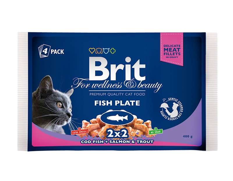 Консервы рыбная тарелка Brit Premium Cat pouch 400 г