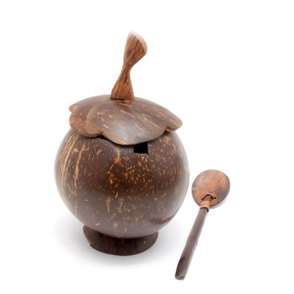 Чашка с ложкой и крышкой из кокоса (50877)