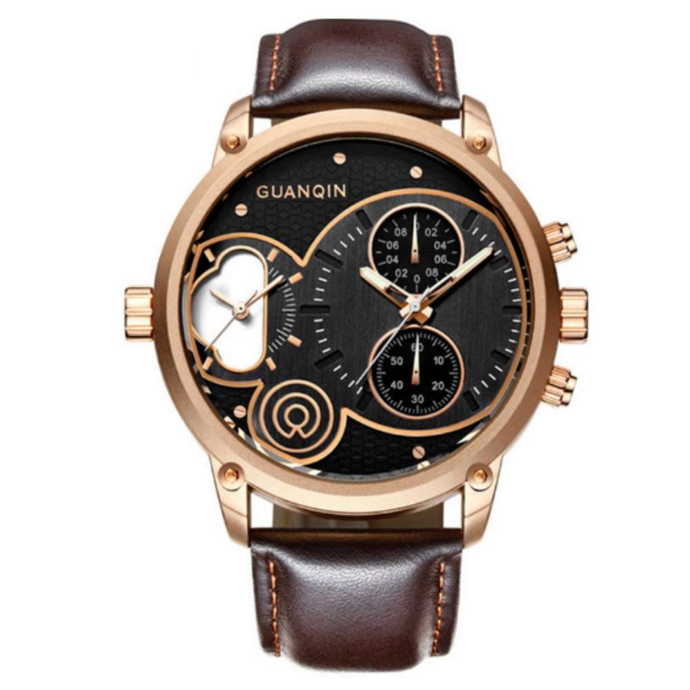 Часы Guanqin GS19087 CL Gold-Black-Brown (GS19087GBBr)