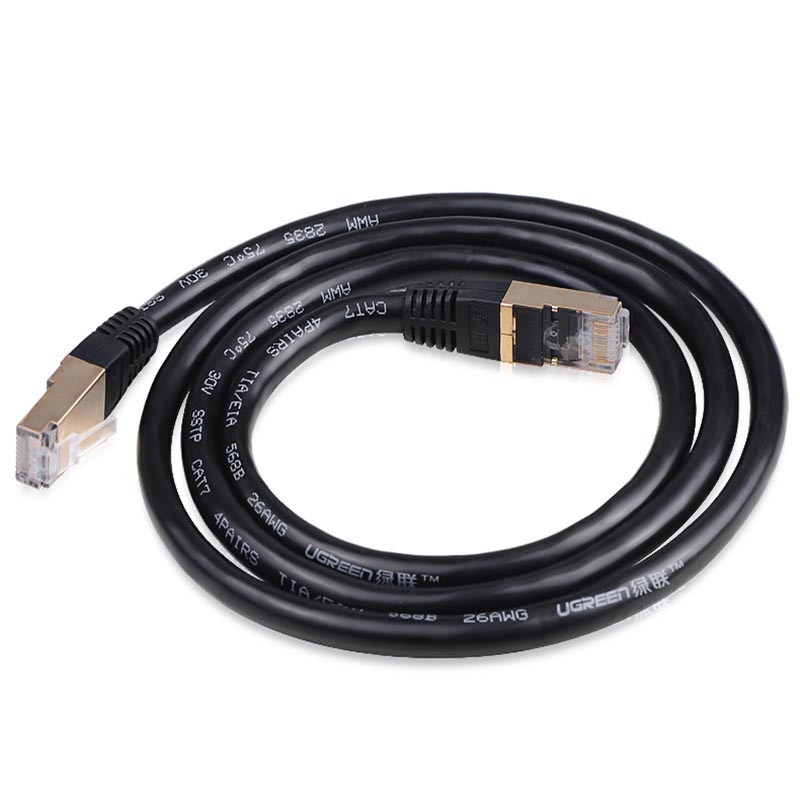 Патч-корд Ugreen NW107 прямий UTP мережевий кабель Ethernet Cat7 з RJ 45 0.5м Чорний (11229)