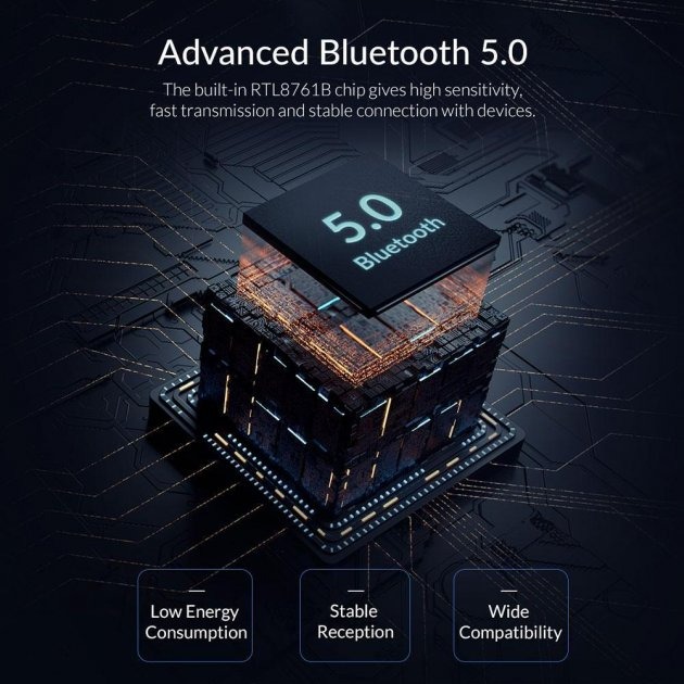 USB Bluetooth адаптер беспроводной передатчик для компьютера Orico bluetooth 5.0 BTA-508-BK Черный