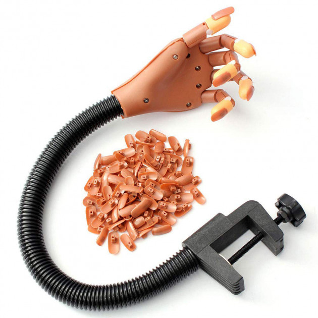 Тренировочная рука для обучения маникюра на штативе Hand Nail Коричневый (110166)
