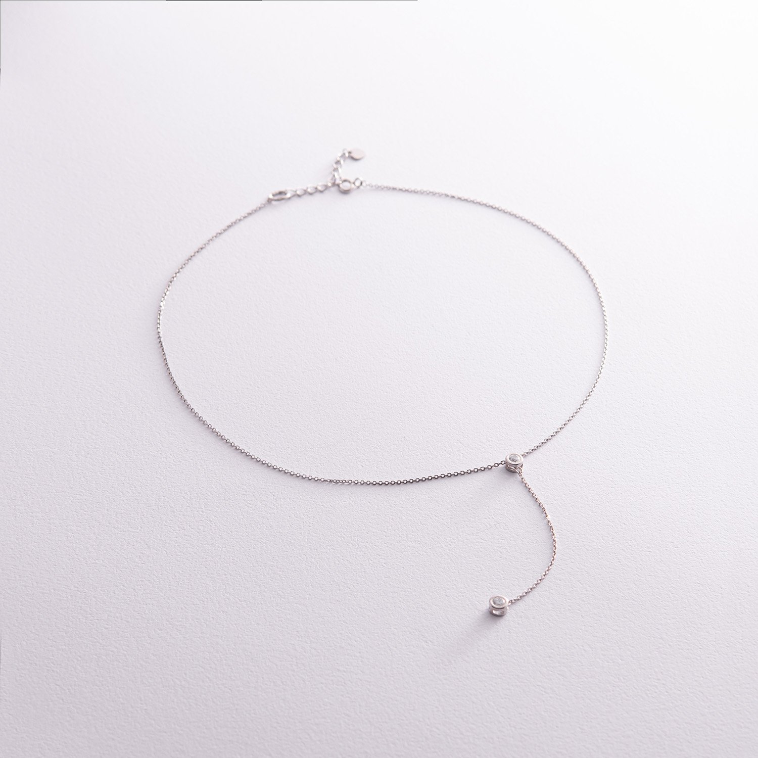 Серебряное колье - галстук с фианитами 908-01215 Оникс 38