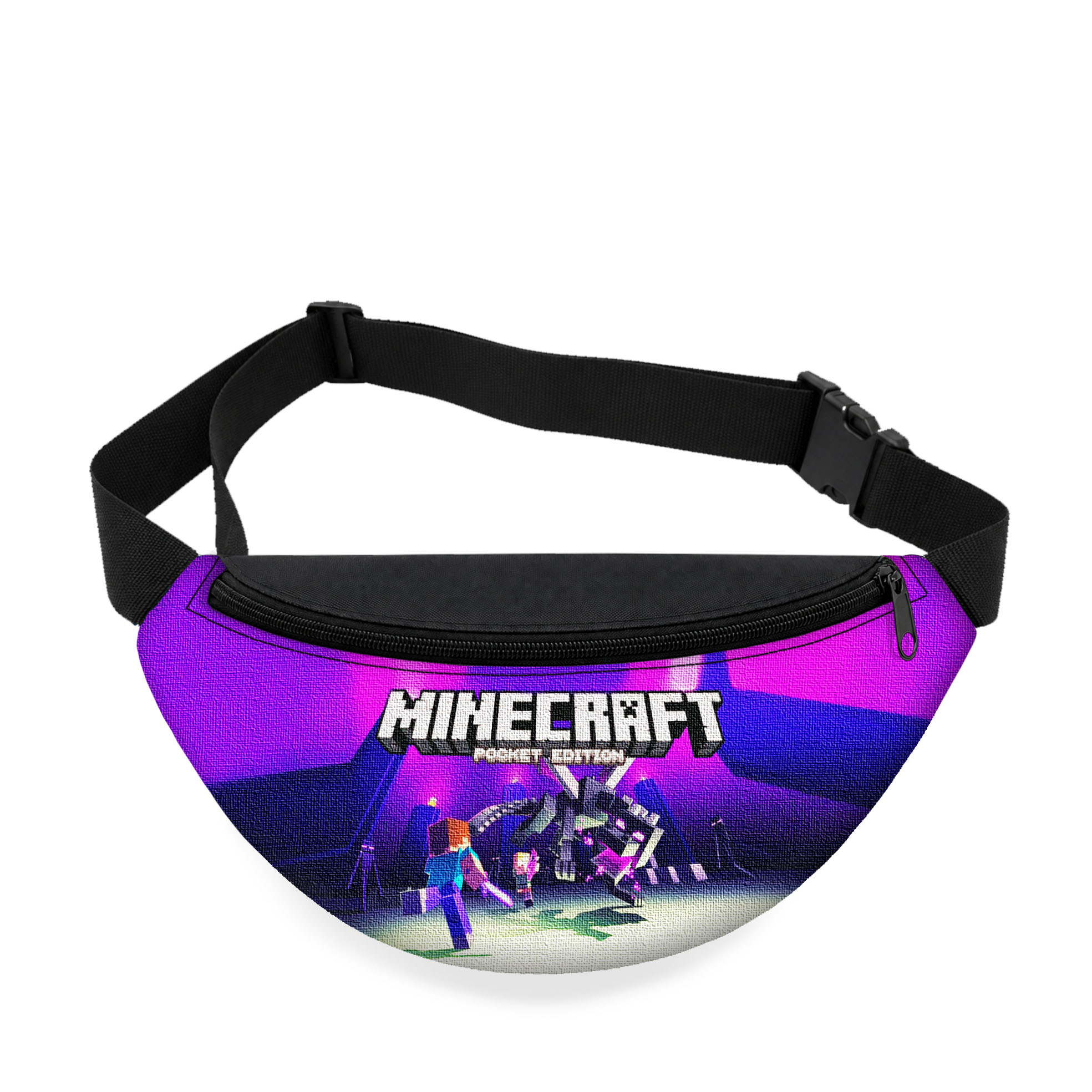 Дитяча сумка-бананка Minecraft 32х15х7.5 см, чорна, оксфорд