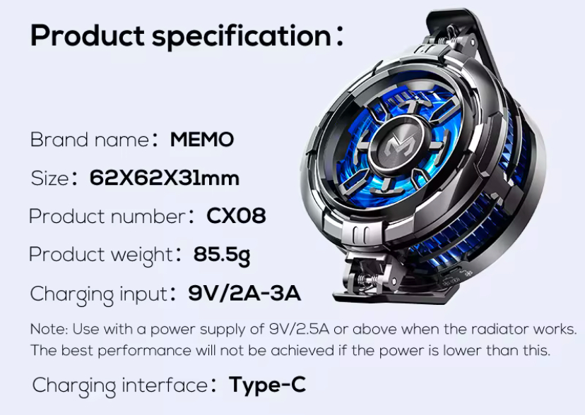 Кулер для телефона MEMO Dobe с RGB Pro type Черный