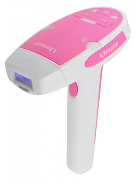 Домашний лазерный эпилятор - фотоэпилятор Umate Pink T-006 для лица и тела на 5 уровней интенсивности Белый с розовым