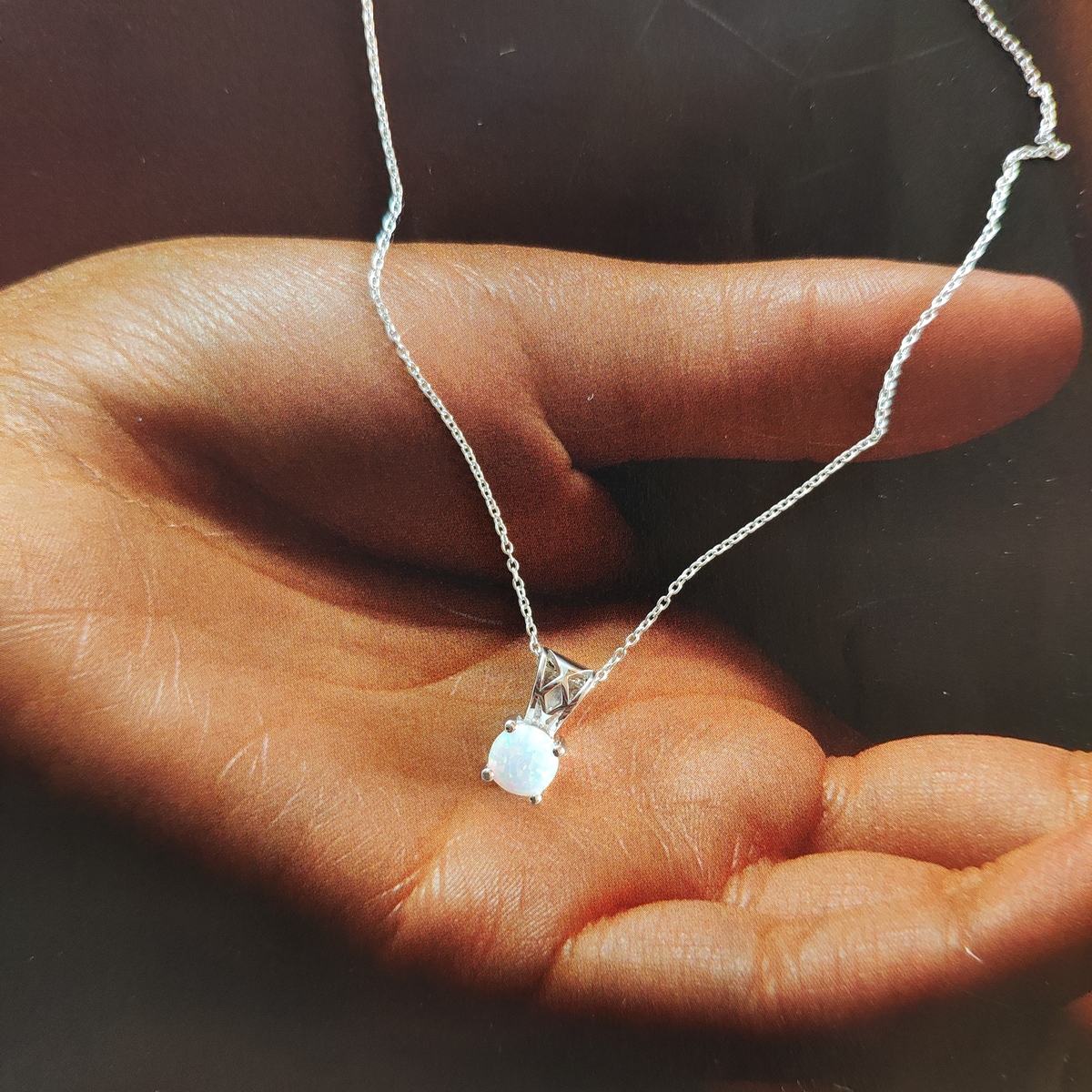 Серебряное колье SilverBreeze с опалом 0.425ct (2126539) 450-500