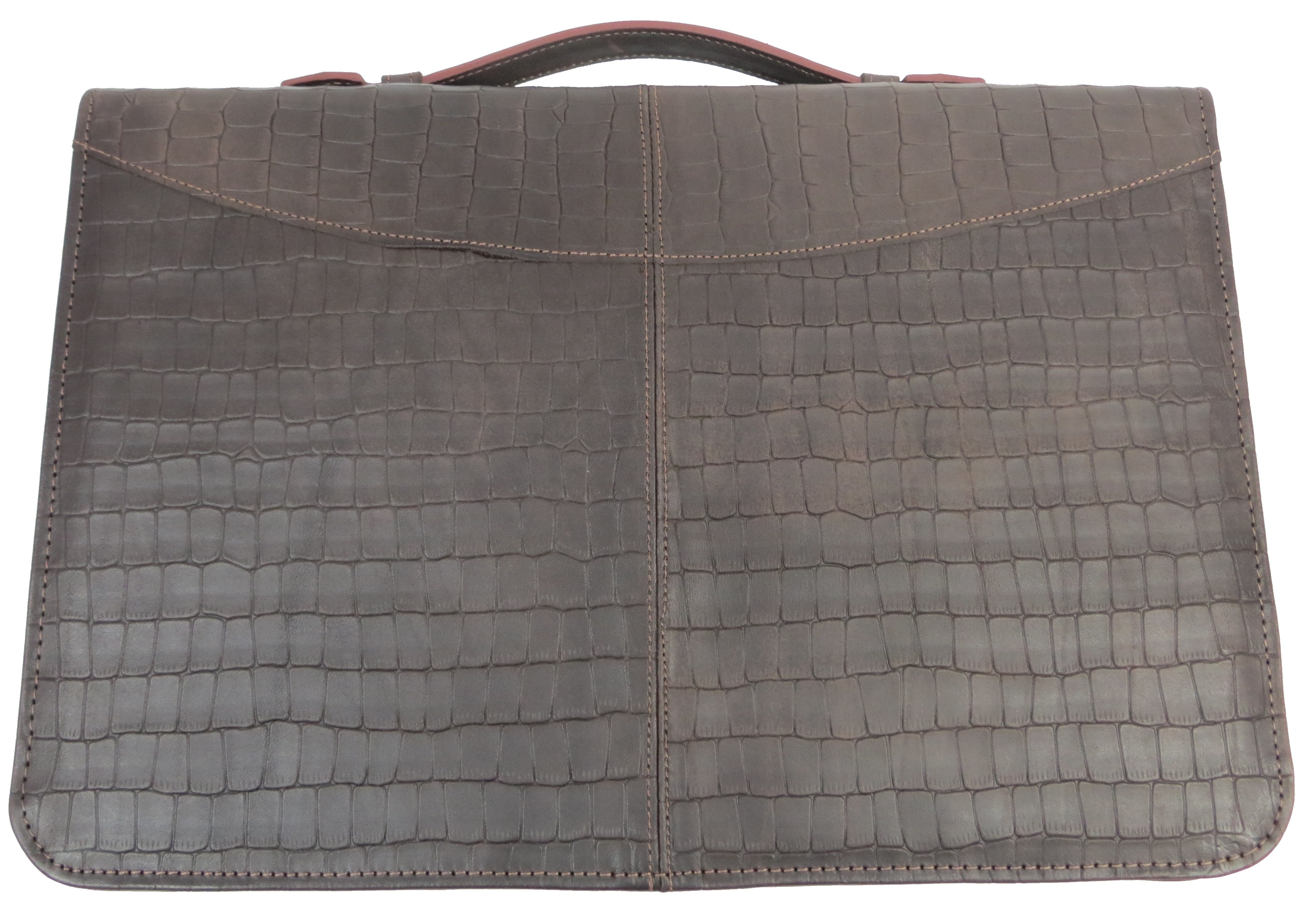 Деловая папка для документов из кожи под крокодила Portfolio Коричневый (Port1016 croco brown)