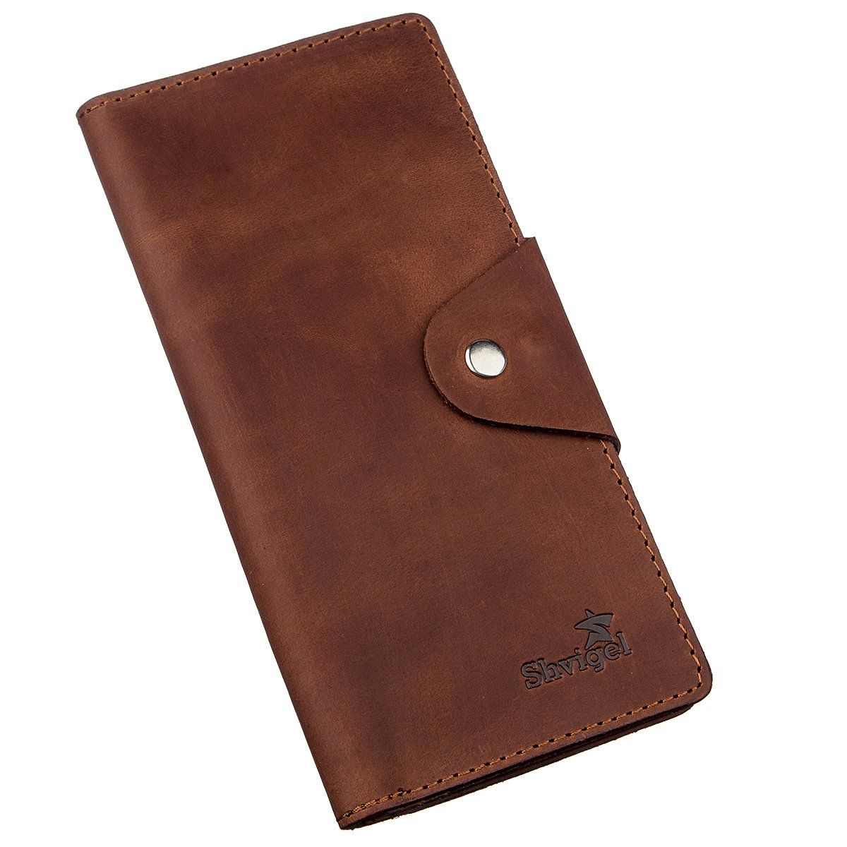 Бумажник мужской вертикальный из винтажной кожи SHVIGEL 16181 Коричневый