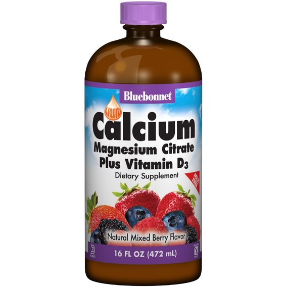 Микроэлемент Кальций Bluebonnet Nutrition Calcium Magnesium Citrate + Vitamin D3, 16 oz 472 ml Natural Mixed Berry Flavor BLB0696