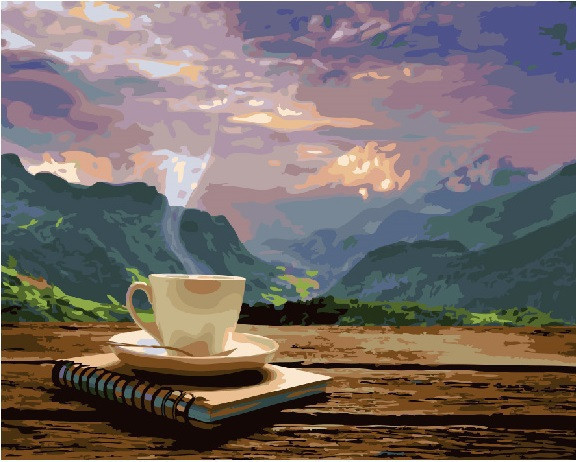 Картина за номерами BrushMe "Ранок з видом на гори" 40х50см GX24686