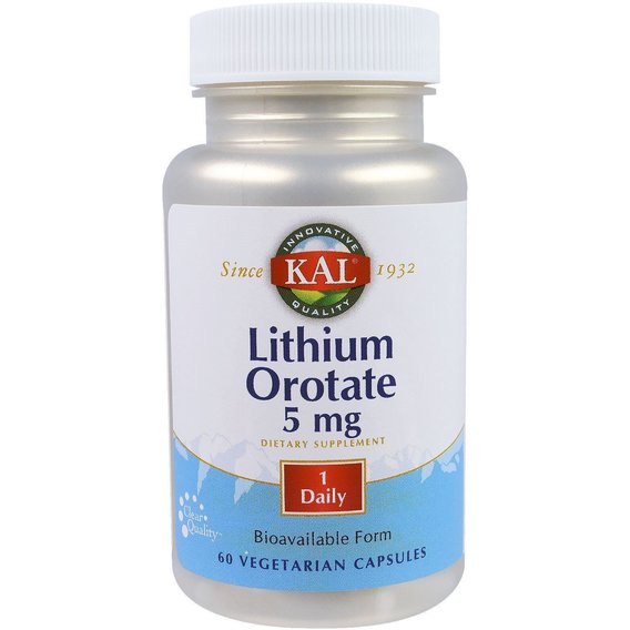 Микроэлемент Литий KAL Lithium Orotate 5 mg 60 Veg Caps CAL-38038