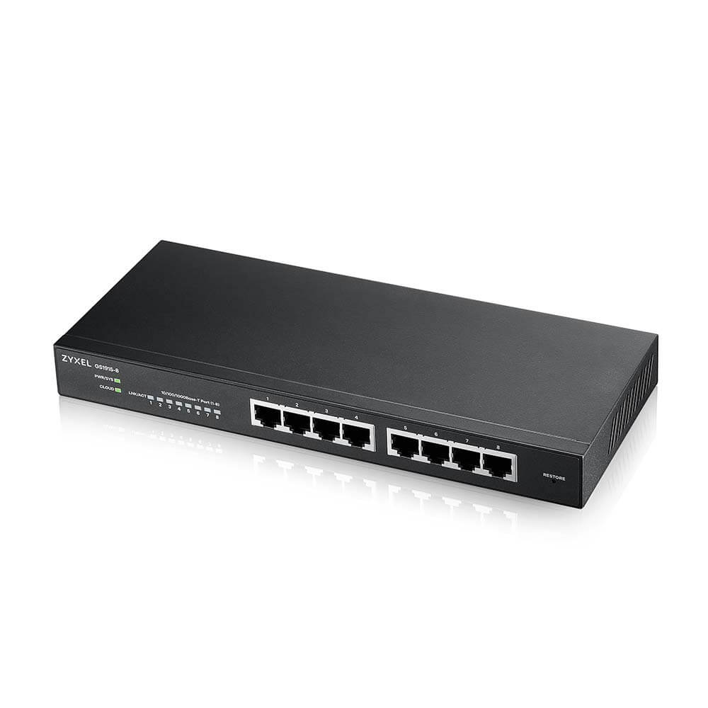 Комутатор Zyxel GS1915-8 (GS1915-8-EU0101F) (8хGE, безшумний, Smart, NebulaFlex)