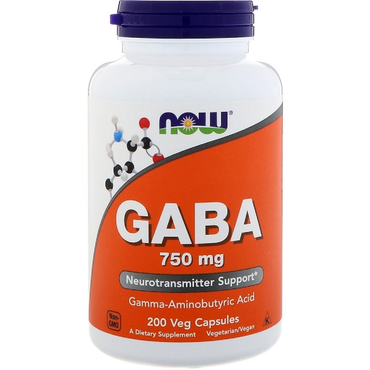 GABA (Гамма-аміномасляна кислота) 750мг, Now Foods, 200 капсул
