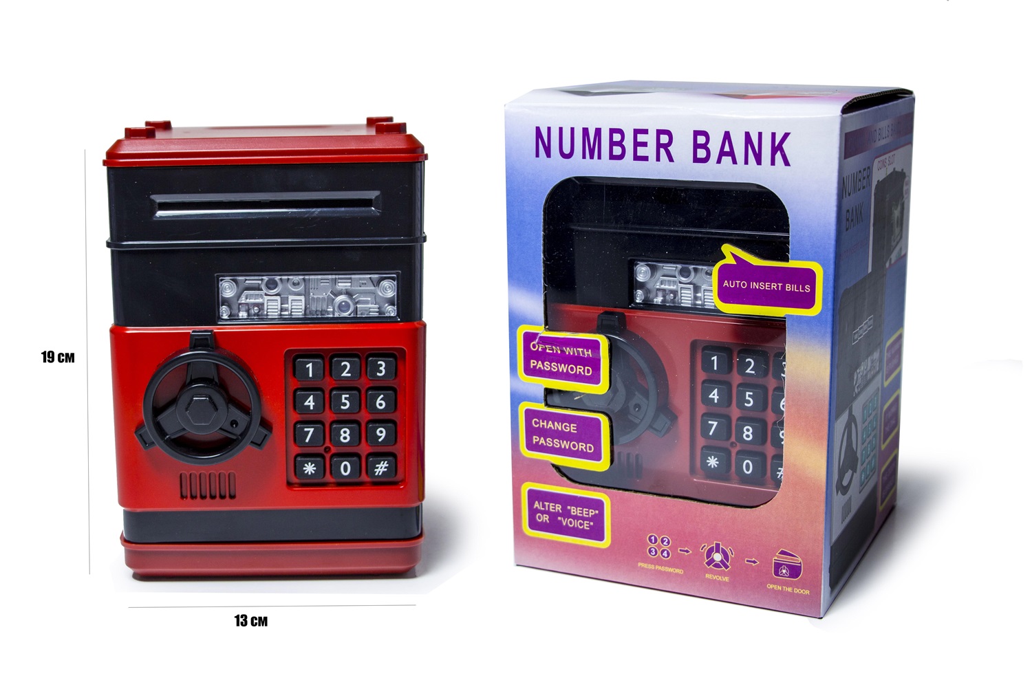 Детская электронная копилка Yufeng Number Bank 19x13 см Черно-красный (1967442457)