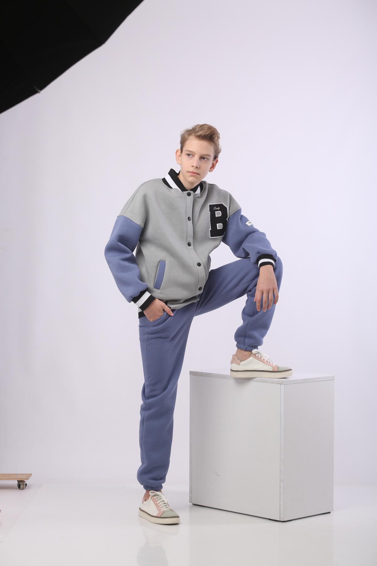 Спортивный костюм на флисе Серо-голубой Ukraine Brand 158 см