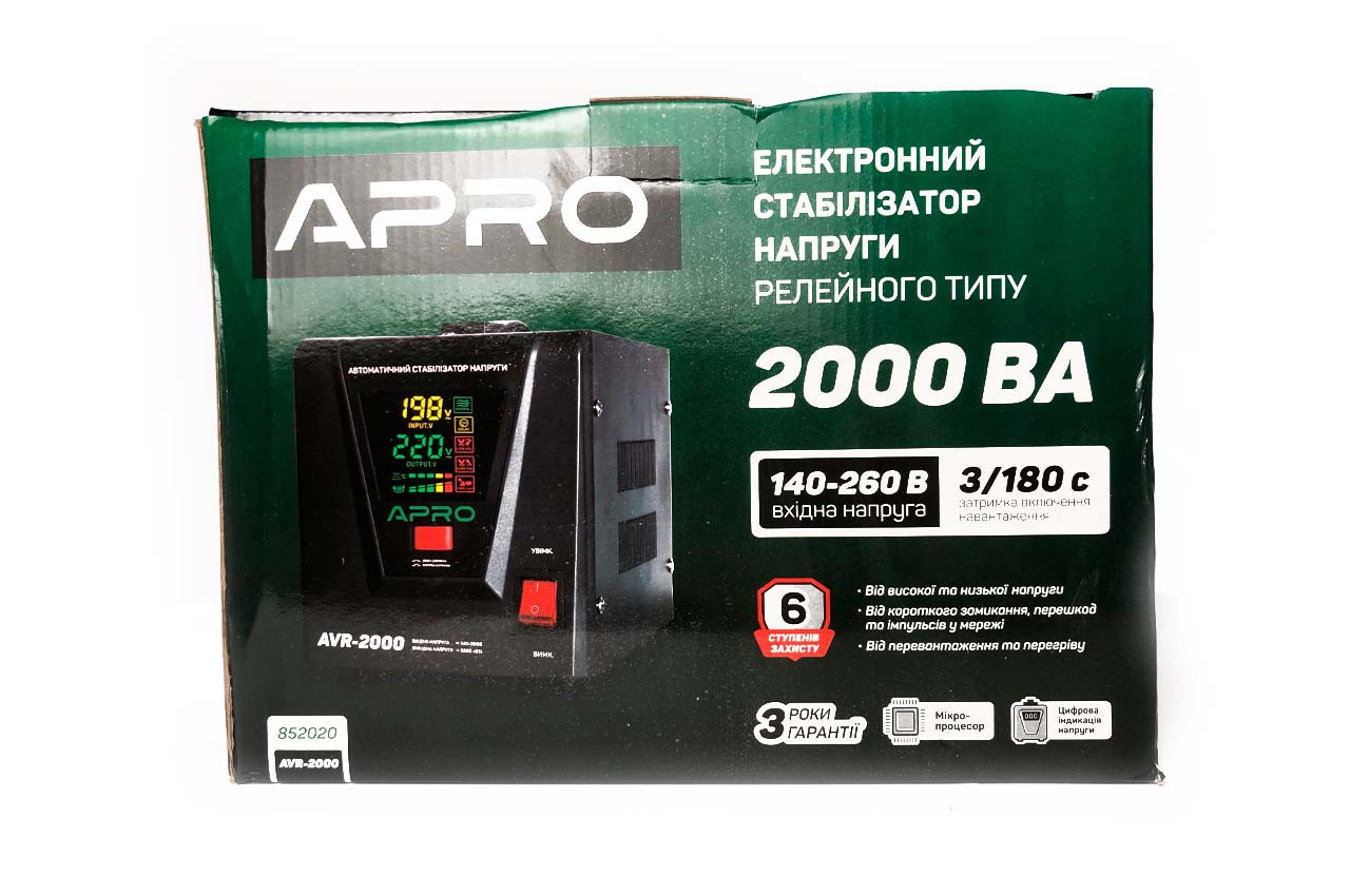 Стабилизатор напряжения релейный Apro AVR-2000 (852020)