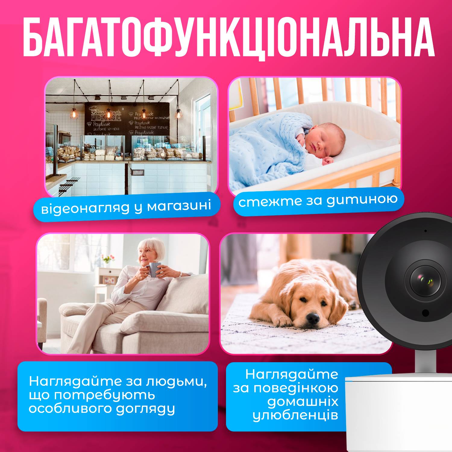 Видеоняня SBTR Baby Camera A1 с двухстронней связью датчиком движения и ночной съемкой 11х7 см Белый (BM-Q504)