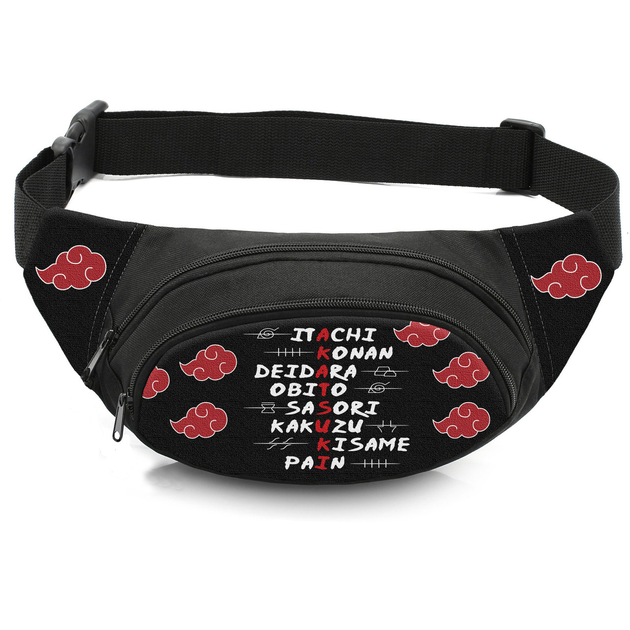 Дитяча сумка-бананка Наруто Акацуки, чорна, 32x8x13 см