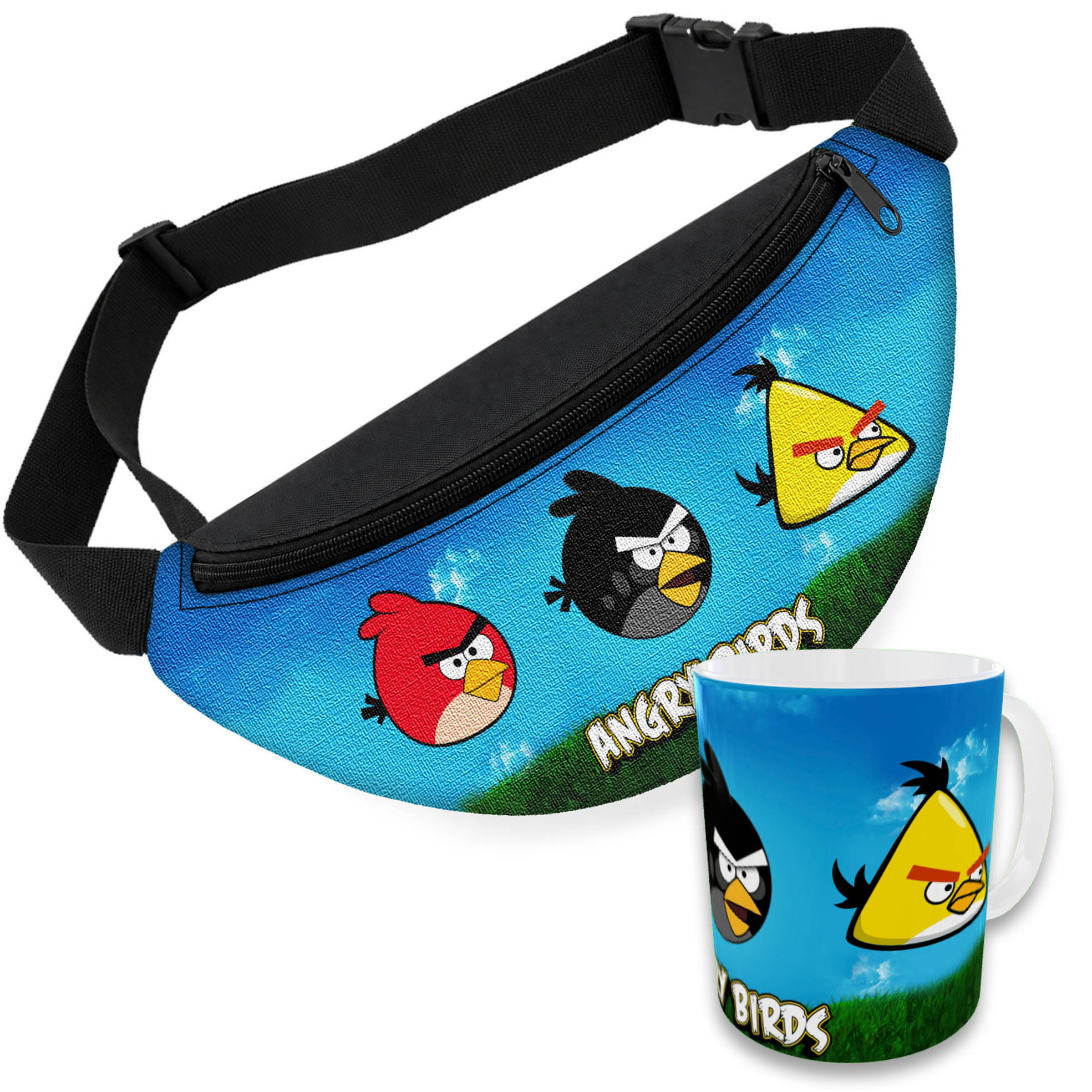 Дитячий набір Angry Birds: сумка-бананка 32х15 см і керамічний кухоль 330 мл