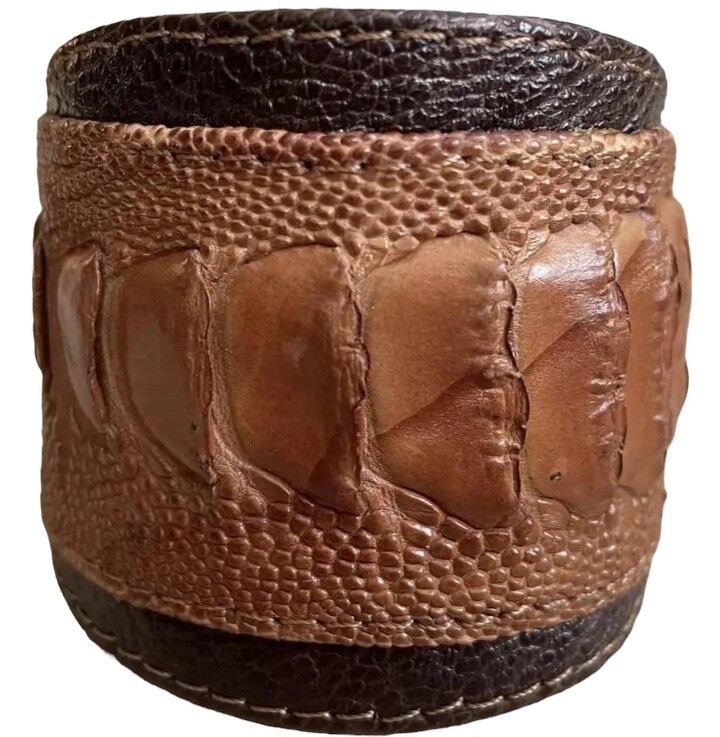 Браслет широкий из натуральной кожи страуса Ekzotic Leather Коричневый (ob 04)