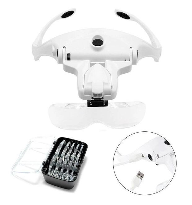 Очки-лупа бинокулярные 9892B2C Magnifier c LED подсветкой для ремонта ( 9892B2)