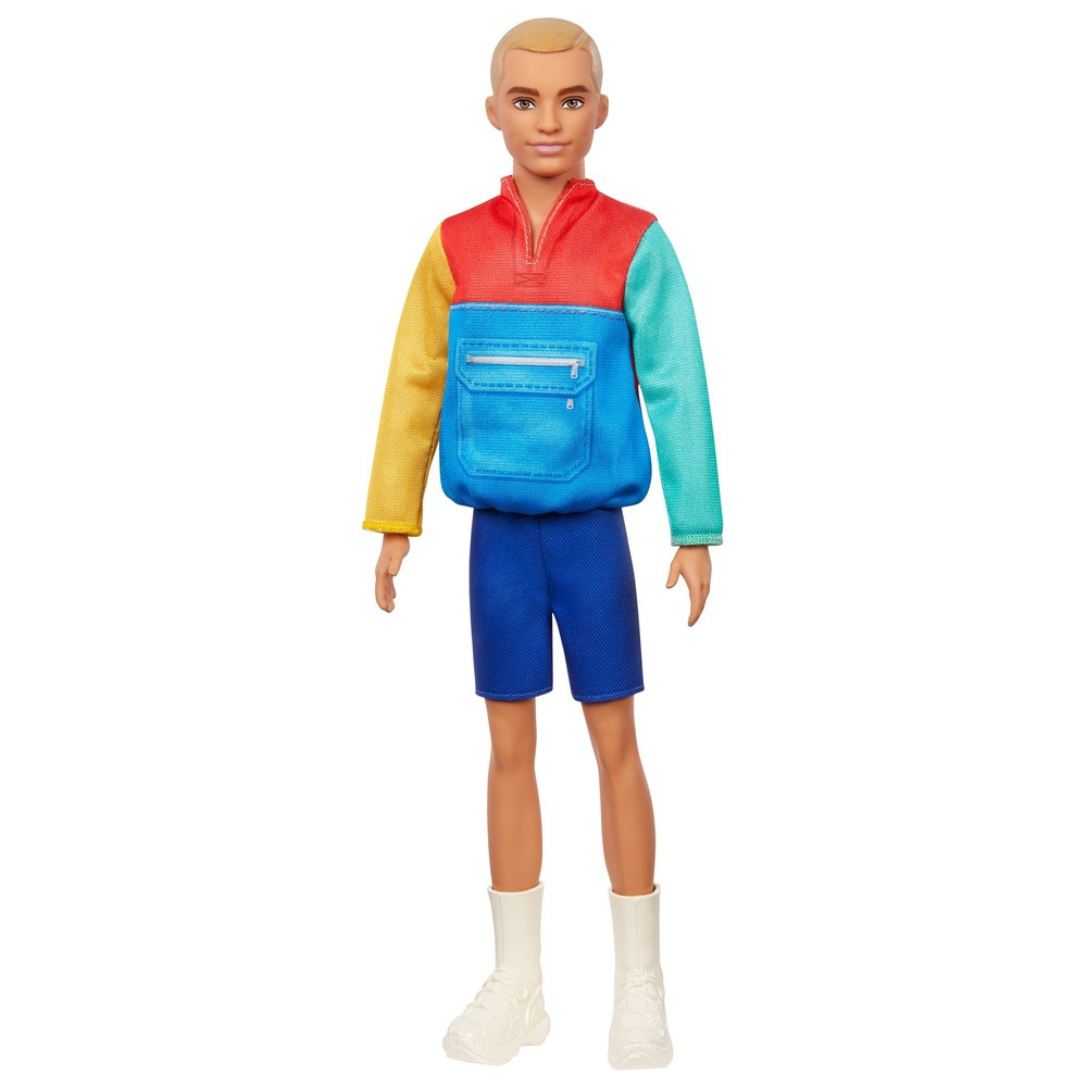 Оригинальная кукла Barbie (Барби) Кен "Модник" в свитшоте в стиле пэчворк Barbie GRB88