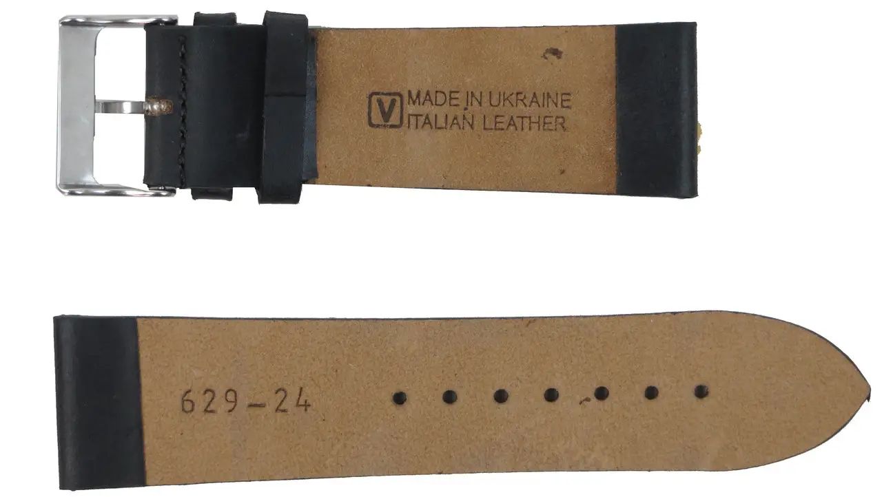 Ремешок для часов из кожи Mykhail Ikhtyar 24 мм Черный (S629-24S black)