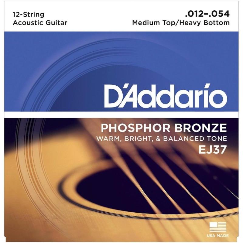 Струны для акустической гитары 12 шт D'Addario EJ37 Phosphor Bronze Medium Top/Heavy Bottom Acoustic Guitar 12-Strings 12/54