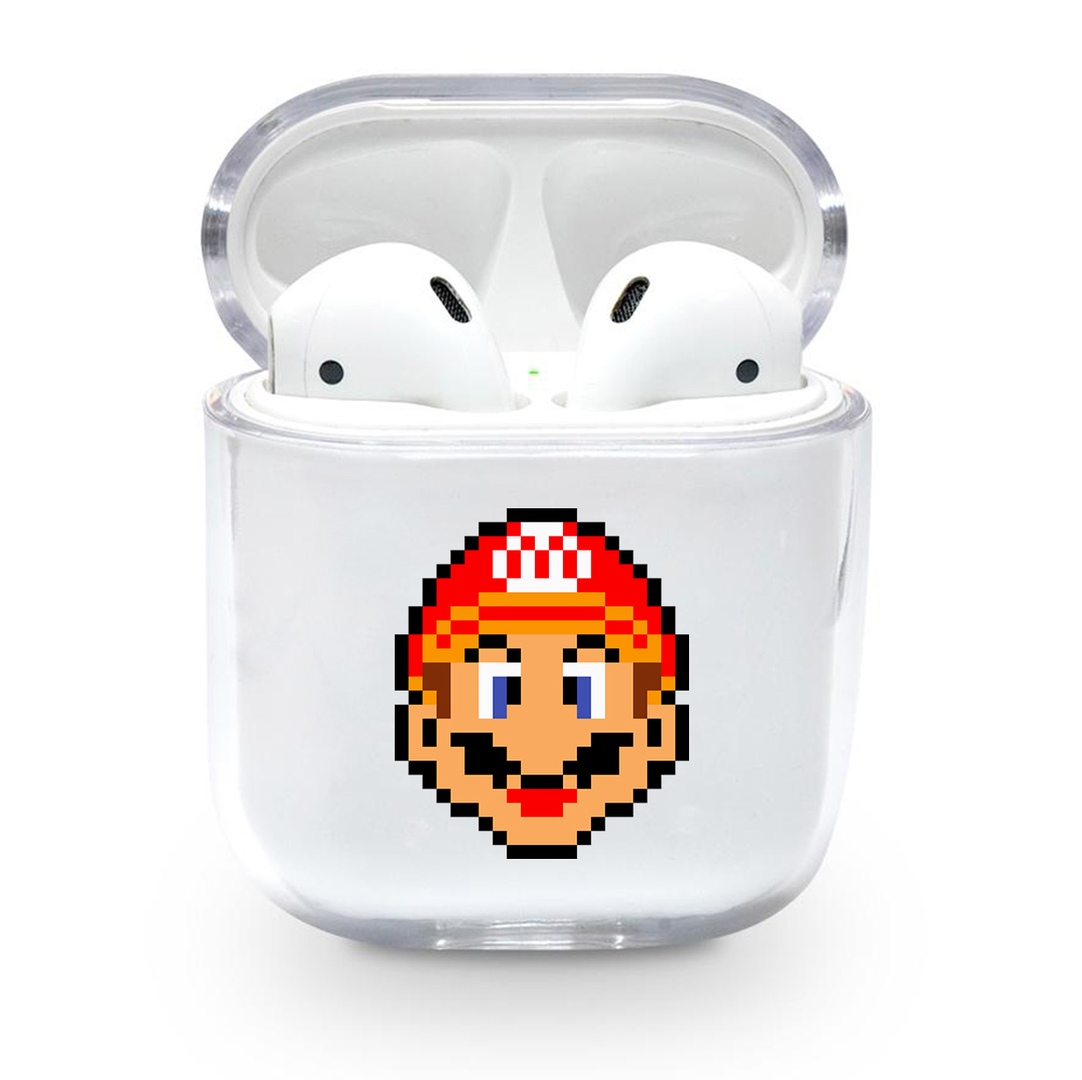 Прозрачный силиконовый чехол Apple AirPods с рисунком - Mario Bros (KAP1177)