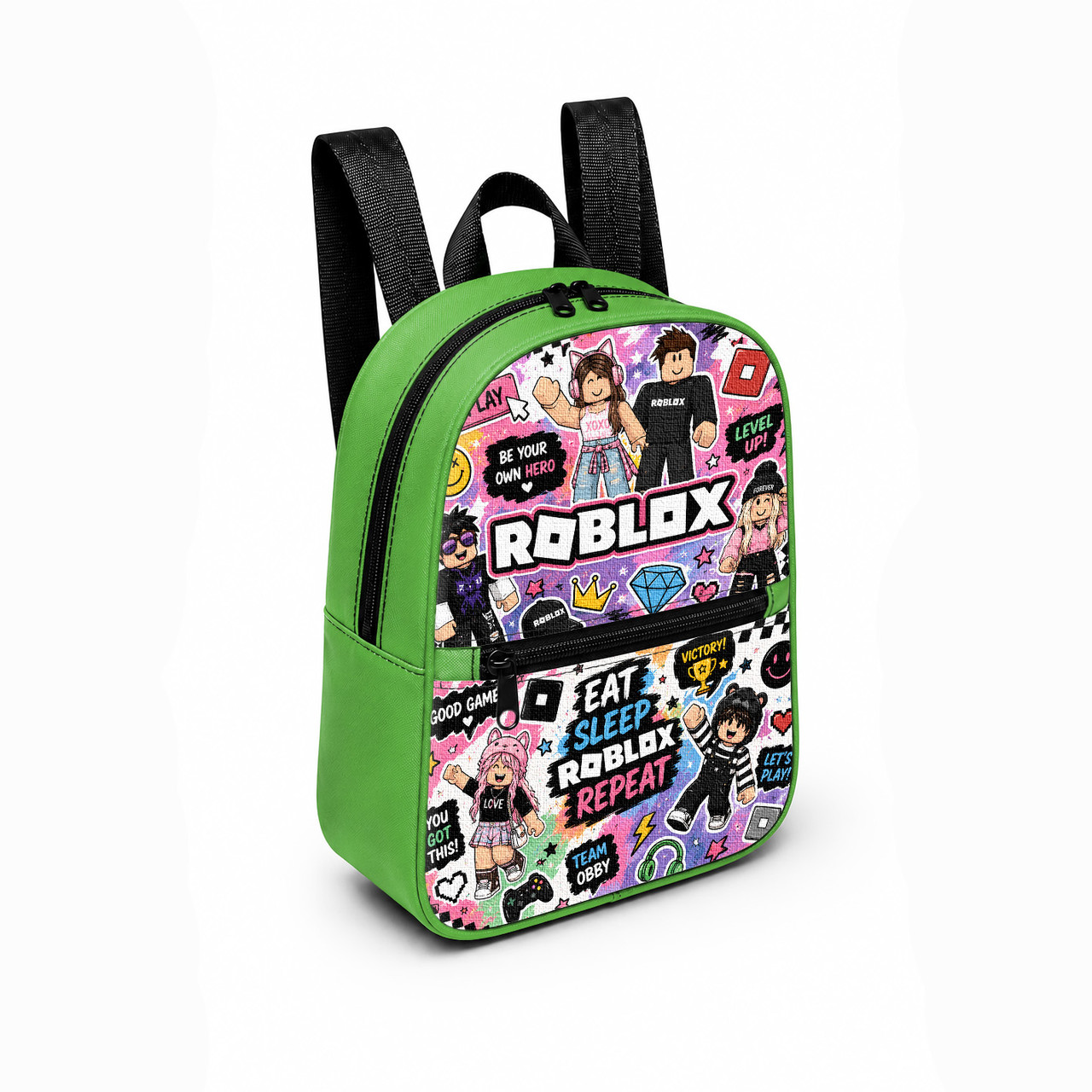 Дитячий міні-рюкзак для дівчинки з принтом Roblox 28×24×10 см зелений