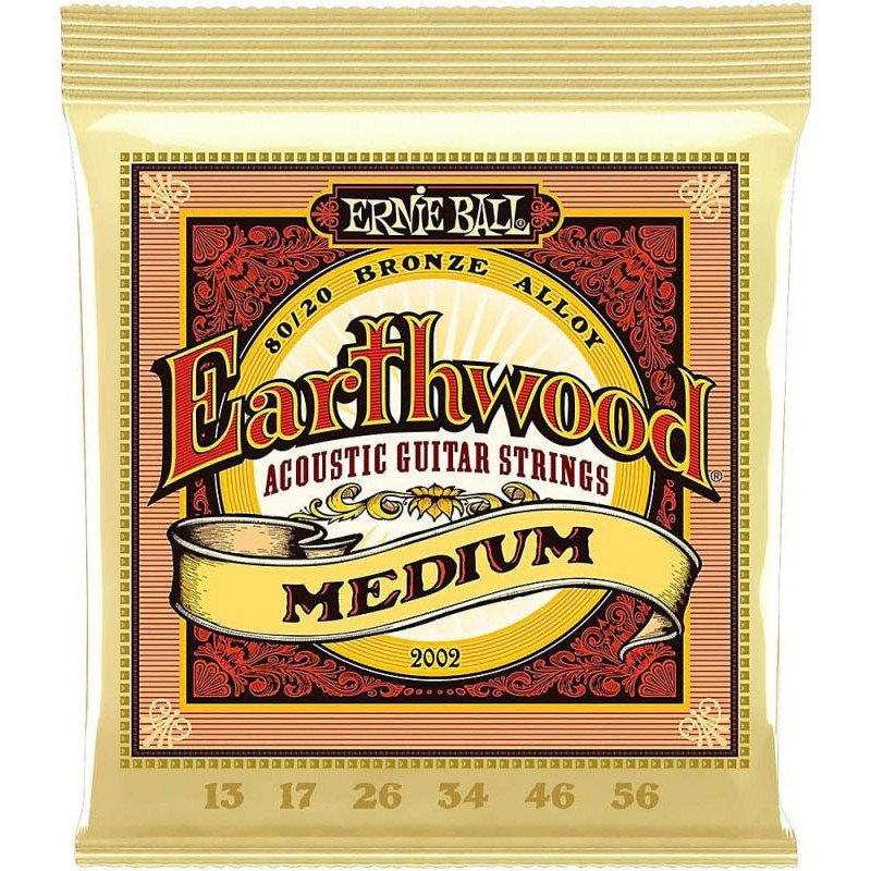 Струны для акустической гитары 6 шт Ernie Ball 2002 Earthwood Medium Acoustic 80/20 Bronze 13/56