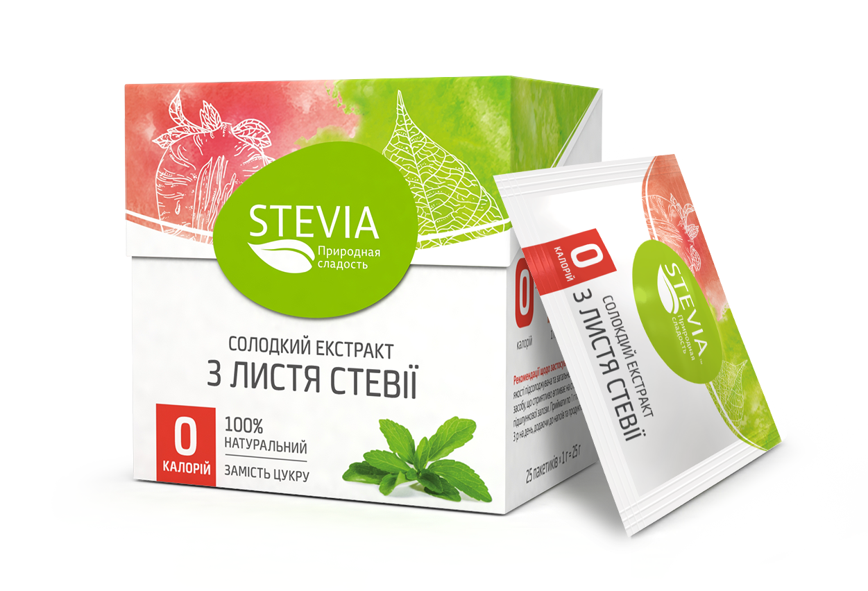 Натуральный заменитель сахара Stevia в стиках 25 г (4820130350020)