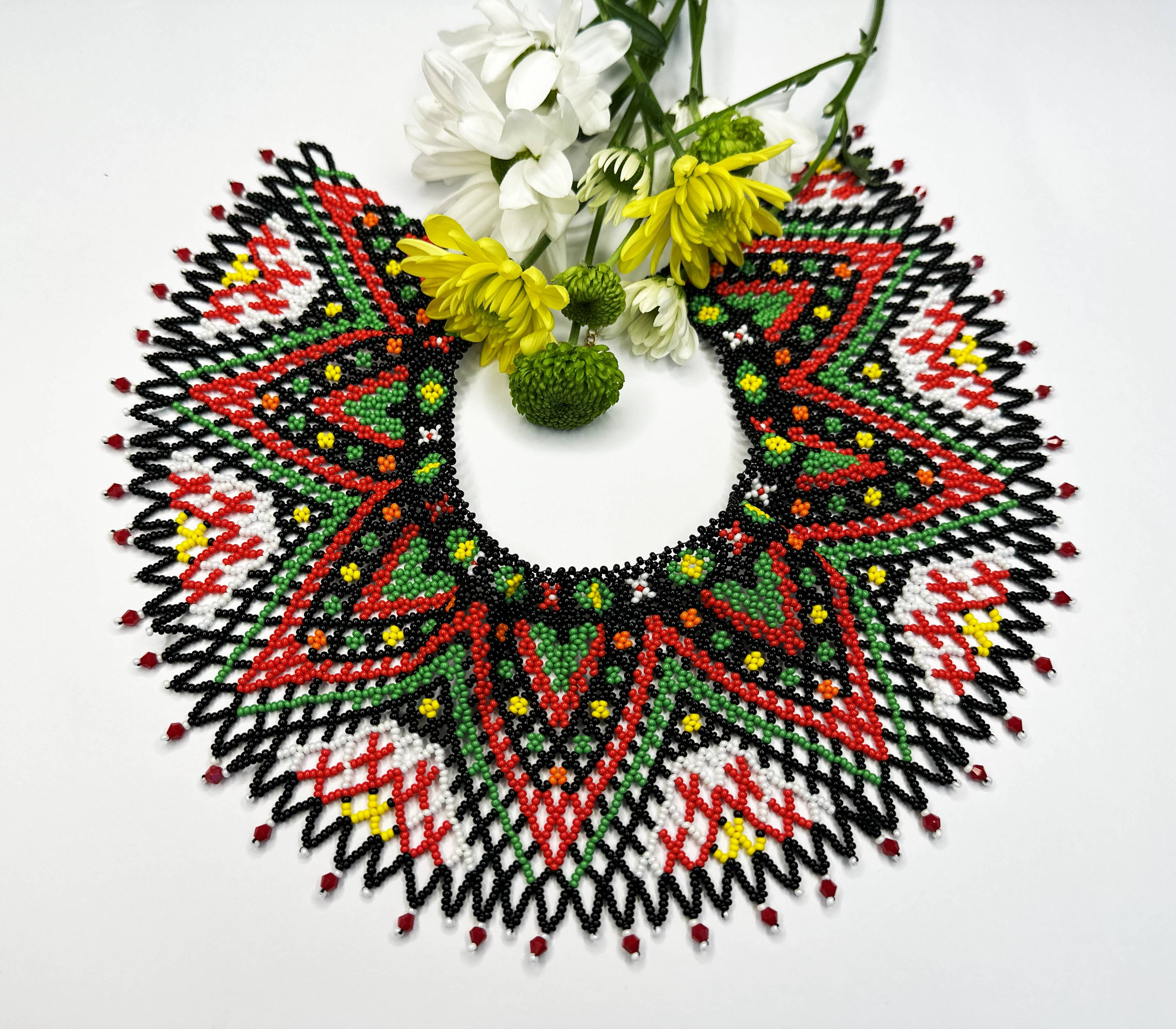 Традиционная украинская силянка из бисера HatynkaUA Necklace 34 см Разноцветный (SUN999_37)